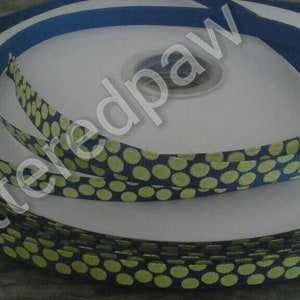 3/8&quot; Tennis Balls on Navy Grosgrain Ribbon