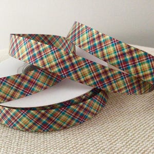 5/8” Classic Gentleman’s Plaid Grosgrain Ribbon