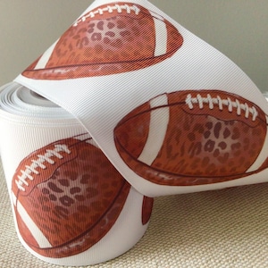 3&quot; Footballs on White Grosgrain Ribbon