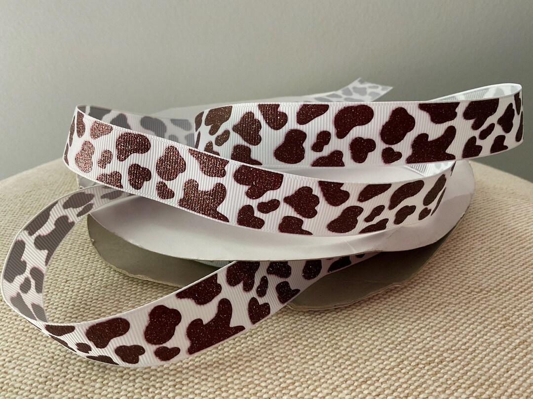 7/8” Brown Glitter Cow Print Grosgrain Ribbon - Etsy