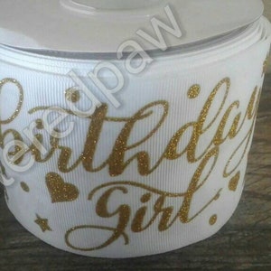3&quot; Birthday Girl on White Grosgrain Ribbon