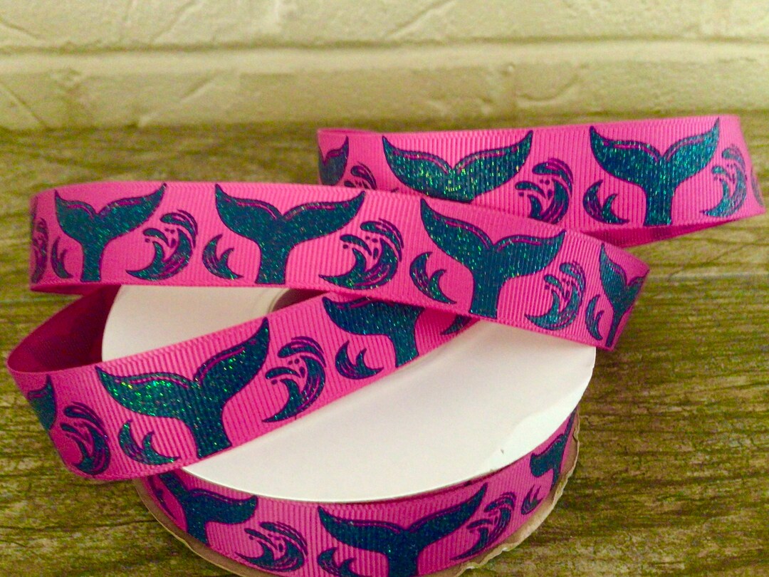 7/8” Whale Tails on Raspberry Grosgrain Ribbon - Etsy