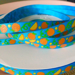 3/8 ”Orange auf aquafarbenem Ripsband