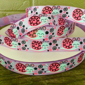 7/8” Snails on Lavender Grosgrain Ribbon