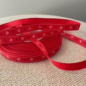3/8” Anchors and Stars on Red Grosgrain Ribbon