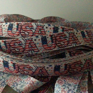 7/8” Patriotic USA Grosgrain Ribbon
