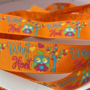 7/8" What a Hoot Grosgrain Ribbon By The Yard