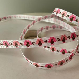 3/8&quot; Thanksgiving Pink Turkey Grosgrain Ribbon By The Yard