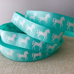 7/8&quot; paarden op tropisch grosgrain lint