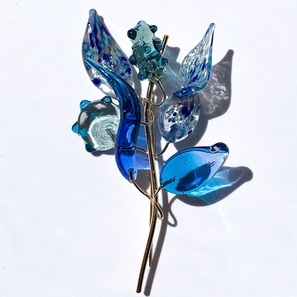 Murano Glass brooch Onirica series blue