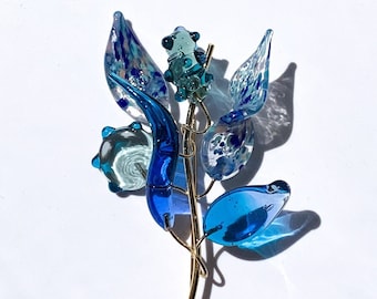 Murano Glass brooch Onirica series blue