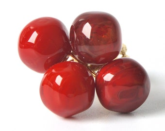 Murano glass ring adjustable Chania Collection red