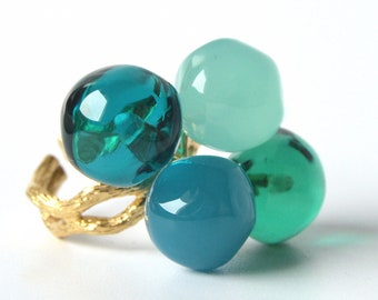 Murano glass ring adjustable Chania Collection