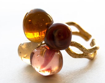 Murano glass ring adjustable Chania Collection