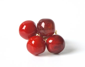 Murano glass ring adjustable Chania Collection red