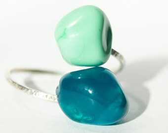 Murano glass lampwork ring adjustable MiniDu Pool