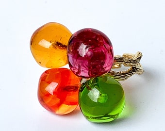 Murano glass ring adjustable 18k gold plated Chania Collection handmade, craft.