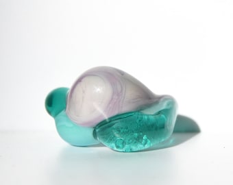 Lampwork Murano glass ring infinite turquoise beach blue OOAK 6 3/4 size