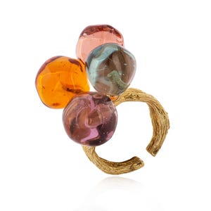 Murano glass ring adjustable Chania Collection