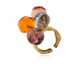 Murano glass ring adjustable Chania Collection