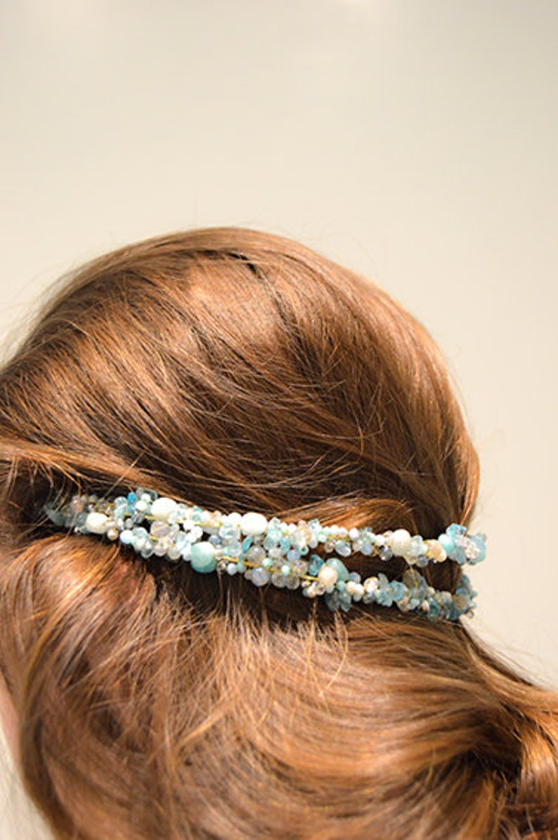 Semi precious stones pink bridal headpiece tiara diadem