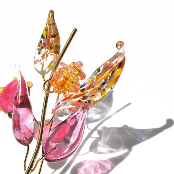 Murano Glass brooch Onirica series pink