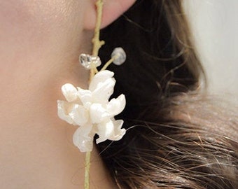 Flourist collection bridal silk earrings branch