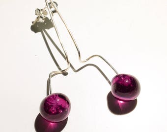 Lampwork Murano glass earrings Bugambilia