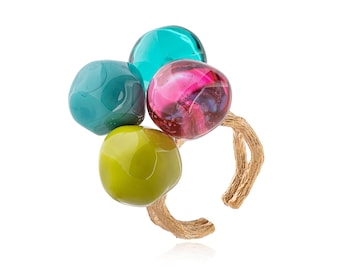 Murano glass ring adjustable Chania Collection