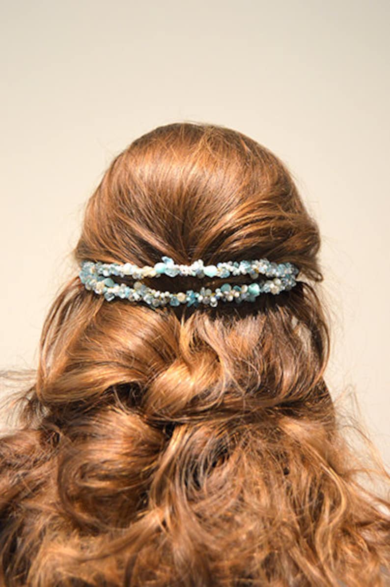 Semi precious stones pink bridal headpiece tiara diadem