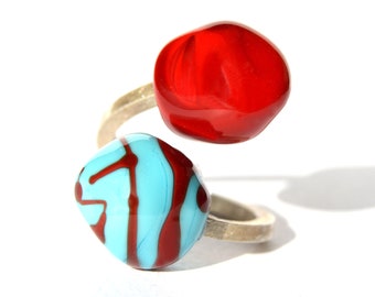 Murano glass Lampwork ring Duduos.