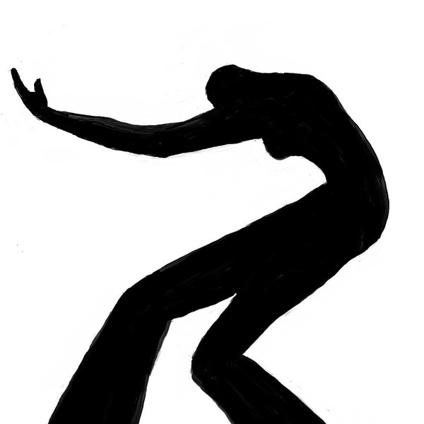 Silhouette, Dancer, Movement, Modern Dance, Black and White, Abstract, Figurative, Art PrintChristmas