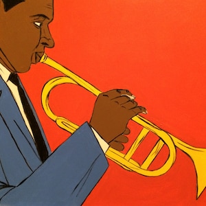 Trumpet Player, Art Print, Jazz Art Print, Music Art, Gift Idea, African American Art, Black Folk ArtBlack History MonthChristmas