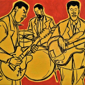 Cool Jazz Music Trio, Jam Session, African American Art, Black Artwork, 8x10 inch Art Print, Wall ArtBlack History MonthChristmas