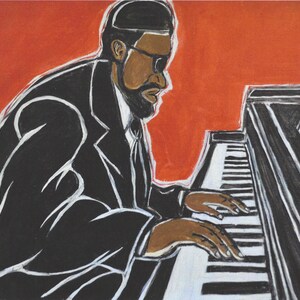Jazz Piano Player, Black Artist, Art PrintBlack History MonthChristmas