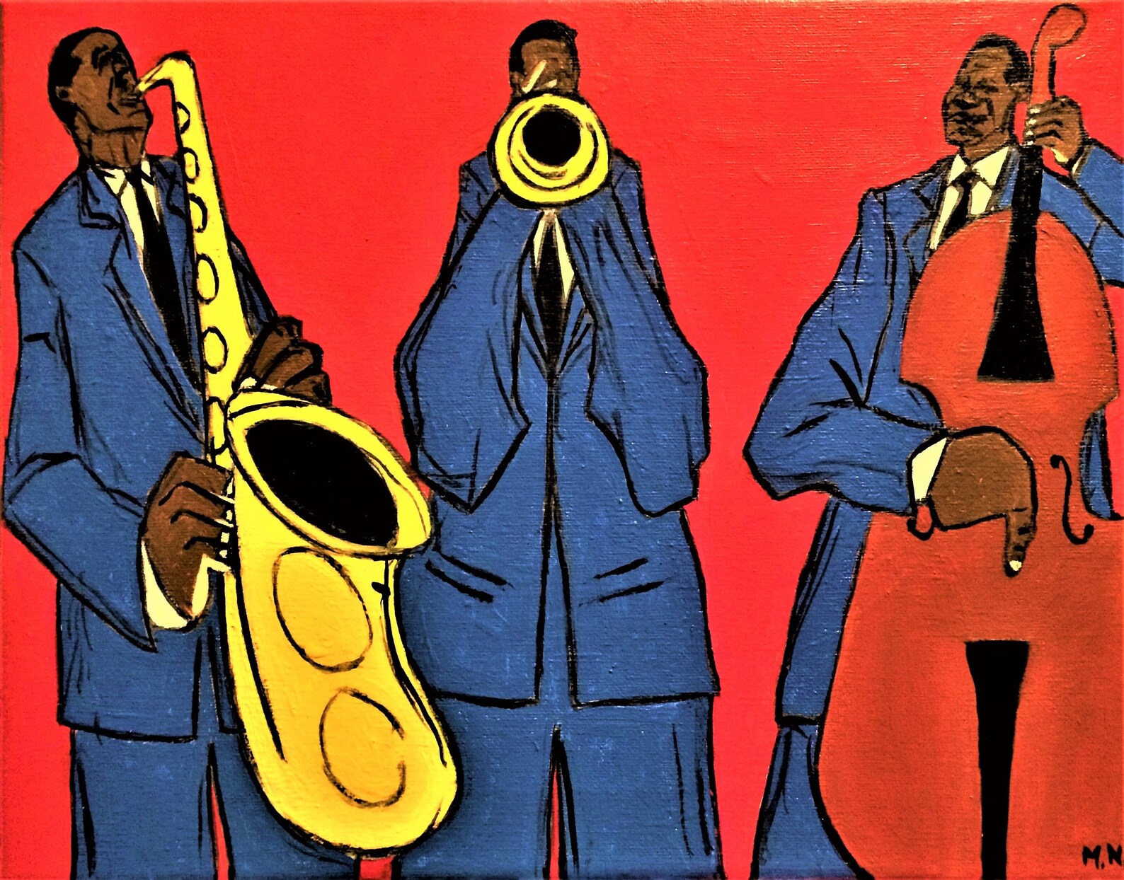 Jazz Trio Black Artwork Art Print Etsy
