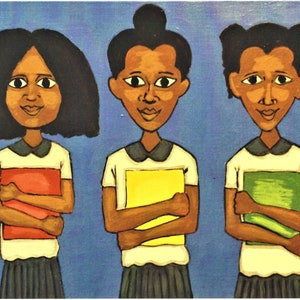 Three Girls Art Print, African American Art, Black Artist, Black Art, Black Artist Wall Art, Black Artist Painting, Black ArtworkChristmas