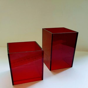 Vintage Clear Red  Rectangular Candle Holders