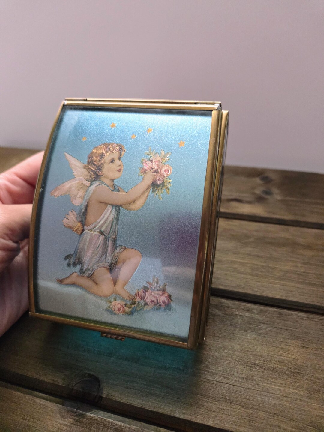Vintage via Vermont Ltd. Iridescent Angel Jewelry Box - Trinket Box ...