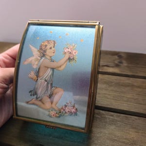 Vintage Via Vermont Ltd. Iridescent Angel Jewelry Box  - Trinket Box - Vintage Jewelry Box - Unique Jewelry Box - Small Jewelry Box