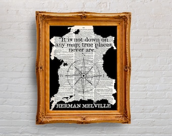 Moby Dick Dictionary Art Print: Herman Melville Quote Wall Decor