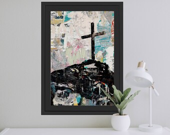 Cross On the Hill Abstract Art Religious