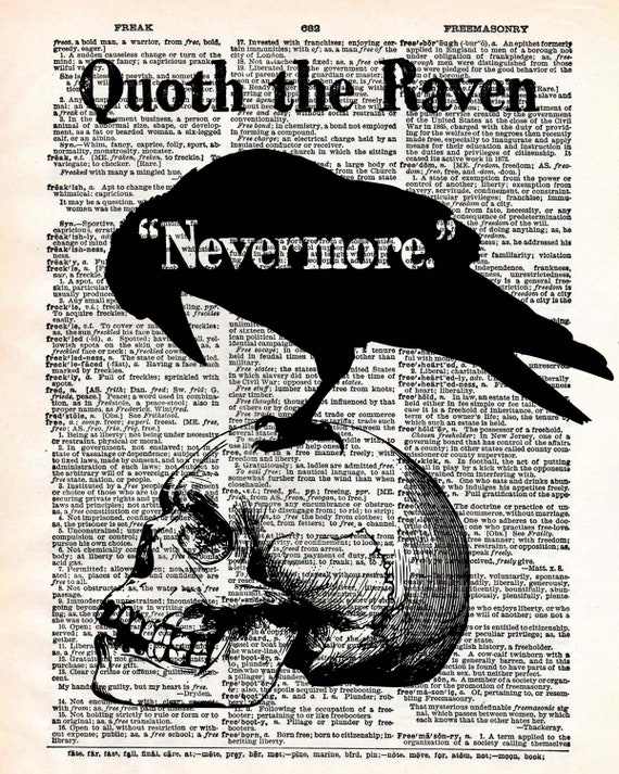 Nevermore Dictionary Art Edgar Allan Poe Artwork - Etsy