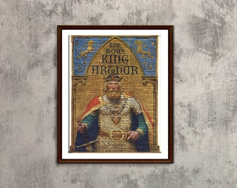 King Arthur Art Print: N.C. Wyeth Illustration on Antique Dictionary Page