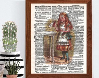 Alice in Wonderland Dictionary Art Alice Drink Me Lewis Carroll