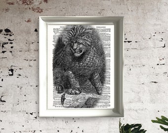 Aesop's Fables Lion and the Mouse Home Decor Dictionary Art Wall Decor