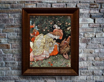 Beauty and the Beast Art: Antique Dictionary Page Print