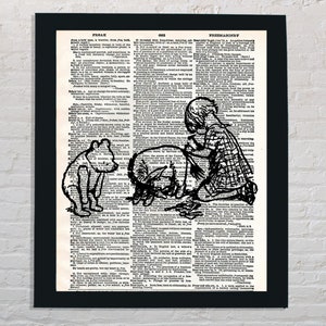 Winnie the Pooh Dictionary Art A. A. Milne Pooh Illustration gift Eeyore gets his tail