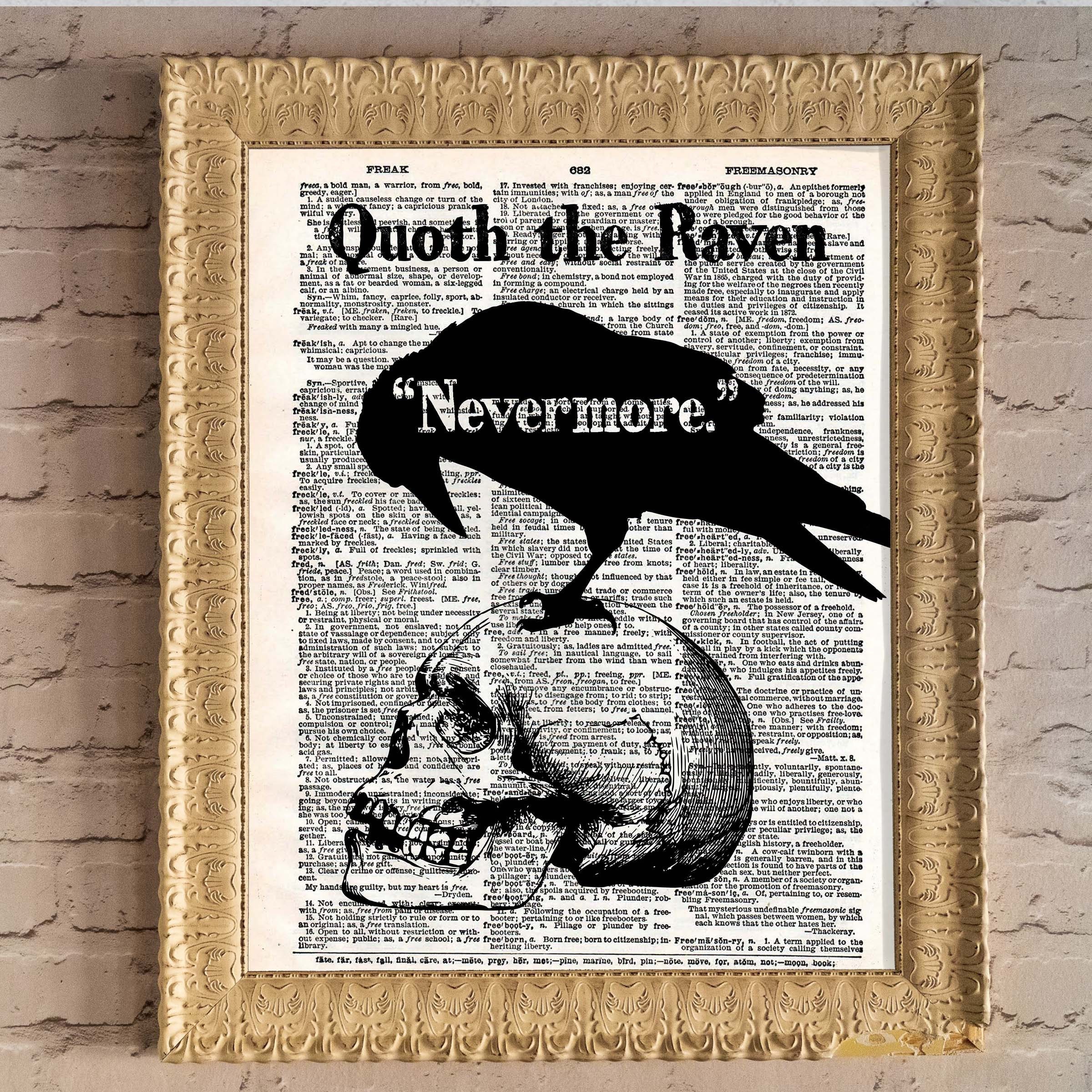 Nevermore Dictionary Art Edgar Allan Poe Artwork - Etsy