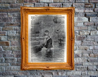 Les Miserables Dictionary Art Victor Hugo Cosette sweeping